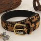 Chestnut Leopard Print Rivet PU Leather Belt