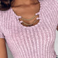 Asymmetrical Neck Chain Decor Ribbed T Shirt
