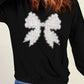 Black Rhinestone Decor Bowknot Graphic Pullover Sweatshirt