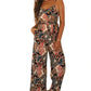 Black Floral Print Belted Sleeveless Wide Leg Jumpsuit