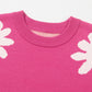 Bright Pink Daisy Flower Crew Neck Long Sleeve Sweater