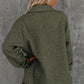 Green Retro Quilted Flap Pocket Button Shacket