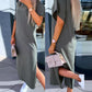 Slit Short Sleeve Round Neck Casual Dress