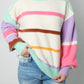 Multicolor Striped Colorblock Drop Shoulder Sweater
