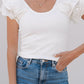 White Eyelet Ruffle Sleeve Slim Fitted Top