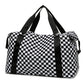 Black Checkered Print Large Capacity Tote Bag