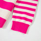 Rose Stripe Color Block Collared V Neck Drop Shoulder Sweater