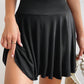 Black A-line Draped High Waist Phone Pocket Lined Skort