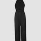 Halter Sleeveless Lace up Jumpsuit Casual Waist Ruched Loose Fit Romper