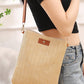 Oatmeal Straw Woven Single Button Crossbody Bag
