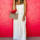 Beige Stripe Spaghetti Strap Pocketed High Waist Maxi Dress
