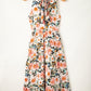 Black Boho Floral Print Knotted Halter Ruffled Maxi Dress