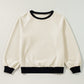 Jet Stream Color Block Edge Raglan Sleeve Crew Neck Textured Top