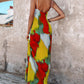 Colorblock Tie Dye Print Pleated Cami Maxi Dress