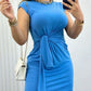 Round Neck Knotted Design Sleeveless Ruched Casual Slim Dress