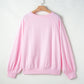 Pink Hugs and Kisses Pop Up Embroidered Raglan Sleeve Sweatshirt