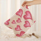 White Hearts Print Zipper Corduroy Large Cosmetic Bag