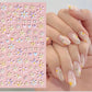 Light Pink Embossed Flower Heart Shape Self-Adhesive Nail Stickers