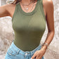 Round Neck Ribbed Tank Top With Bra Pads