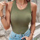 Round Neck Ribbed Tank Top With Bra Pads
