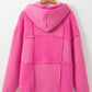 Pitaya Pink Mineral Wash Terry Patchwork Drawstring Hoodie