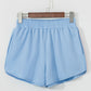 Beau Blue Color Block Stripes Elastic High Waist Active Shorts