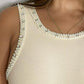 Beaded Rhinestone Decor Sleeveless Bodysuit
