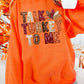 Orange TALK TURKEY TO ME Graphic Thanksgiving Holiday Sweatshirt