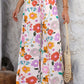 Pink Boho Print Wide Leg High Waist Casual Pants