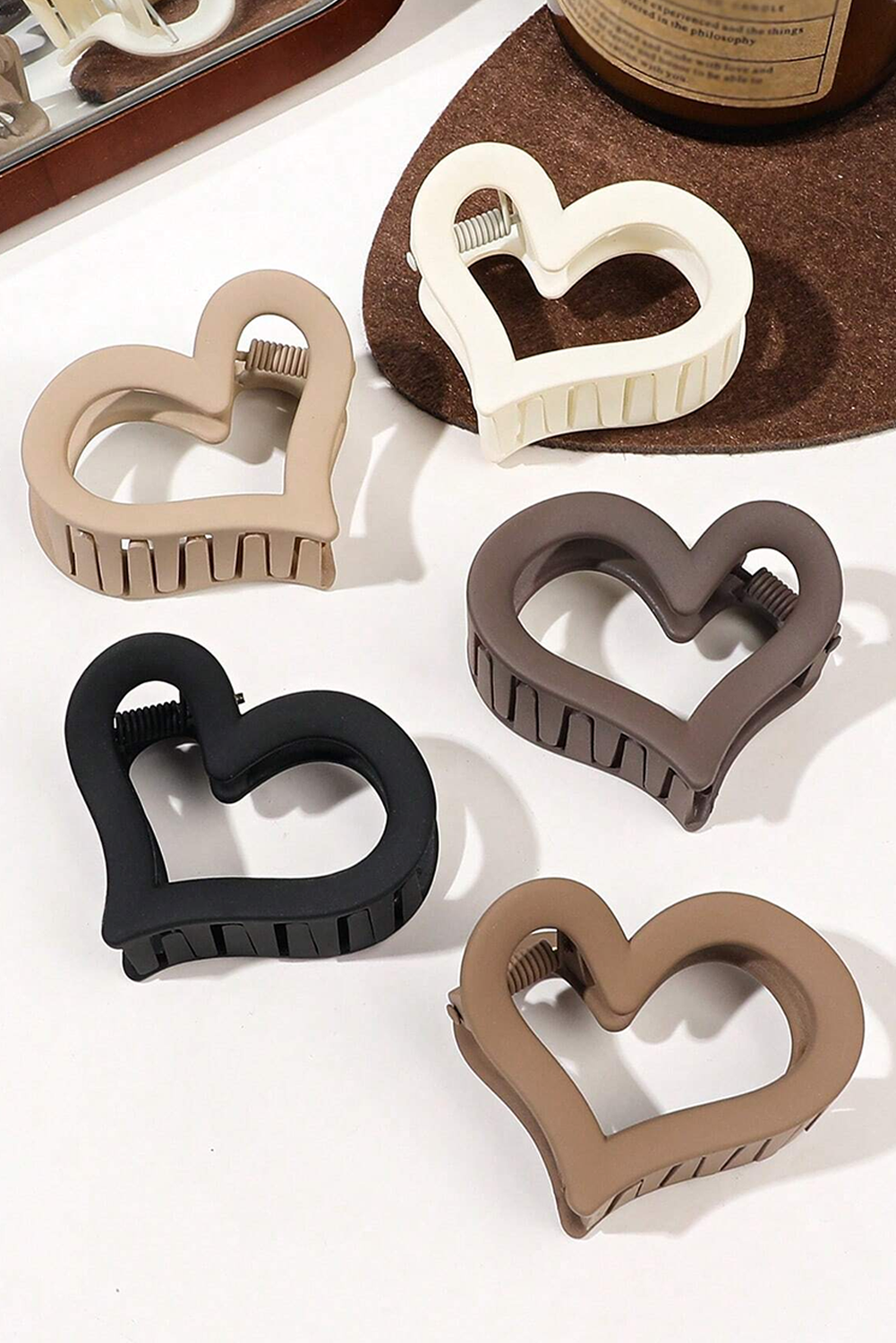 Black Cutout Heart Shape Frosted Small Hair Clip