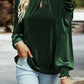 Blackish Green Mock Neck Puff Sleeve Velvet Blouse