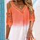 Ombre Lace Patch Cold Shoulder Casual Dress