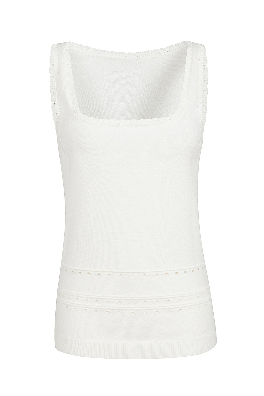 White U Neck Eyelet Accent Sweater Vest