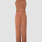 Asymmetrical Neck Sleeveless Ruched Overalls Tied Detail Elastic Waist Jumpsuit