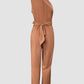Asymmetrical Neck Sleeveless Ruched Overalls Tied Detail Elastic Waist Jumpsuit