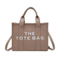 Khaki THE TOTE BAG PU Leather Large Shoulder Bag