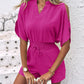 Cold Shoulder Drawstring Shirred Romper