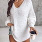 Beaded Decor V neckline Long Sleeve Fluffy Oversized Sweater