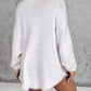 Beaded Decor V neckline Long Sleeve Fluffy Oversized Sweater