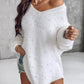 Beaded Decor V neckline Long Sleeve Fluffy Oversized Sweater