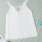 White Delicate Lace Trim Flared Tank Top