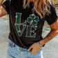 Black Clover LOVE Rhinestone Graphic St Patricks Day T Shirt