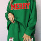 Green Chenille MERRY Letter Sequined Santa Claus Short 2pcs Outfit