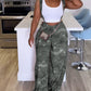 Camouflage Print Wide Leg Suspender Jumpsuit