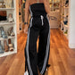 Stripe Print Bandeau Sleeveless Drawstring Slit Wide Leg Jumpsuit Casual Overalls