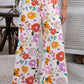 Pink Boho Print Wide Leg High Waist Casual Pants