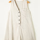 Beige Sleeveless V Neck Buttoned Front Chest Pocket Romper