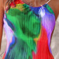 Colorblock Tie Dye Print Pleated Cami Maxi Dress