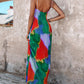 Colorblock Tie Dye Print Pleated Cami Maxi Dress