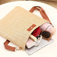 Oatmeal Straw Woven Single Button Crossbody Bag